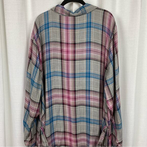 Lane Bryant Gray Pink&Blue Plaid Button Front Shirt Dress Sz.28W NWT - Picture 12 of 16